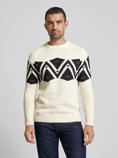 Strellson Gebreide pullover met ronde hals, model 'Tito' Beige - 4