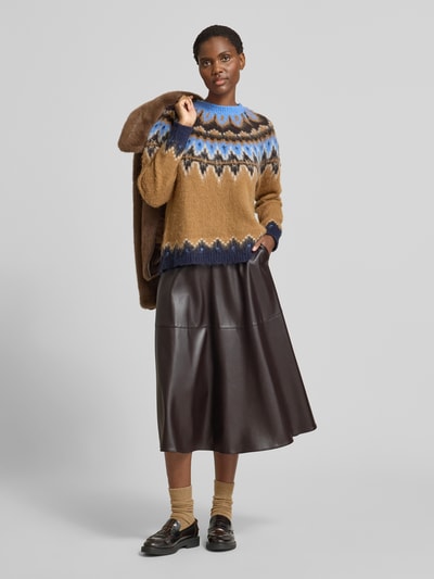 Oui Midirock in Leder-Optik mit Reißverschluss Dunkelbraun 1