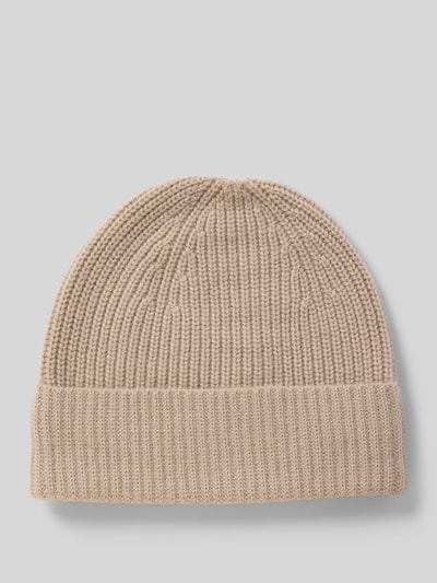 MCNEAL Gebreide muts van kasjmier met brede omslag Zand gemêleerd - 1