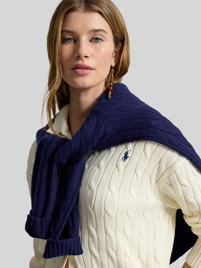 Polo Ralph Lauren Regular Fit Strickjacke aus reiner Baumwolle Offwhite 3