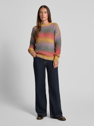 Jake*s Casual Sweter z dzianiny z okrągłym dekoltem Lawendowy 1