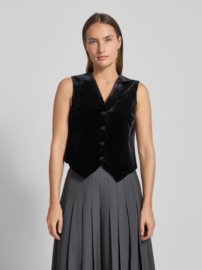 Vero Moda Regular fit fluwelen gilet met enkele knoopsluiting, model 'SHANNA' Zwart - 4