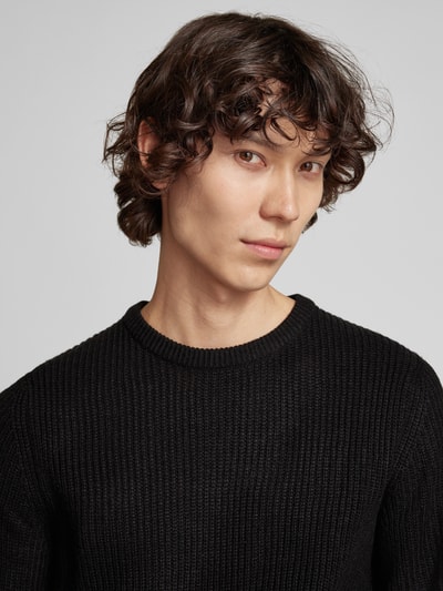 Jack & Jones Sweter z dzianiny z okrągłym dekoltem model ‘LEWIS’ Czarny 3