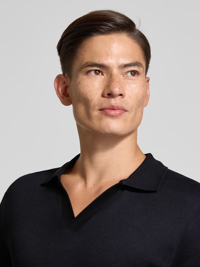 Cinque Regular fit poloshirt met V-hals, model 'BOLLO' Donkerblauw - 3