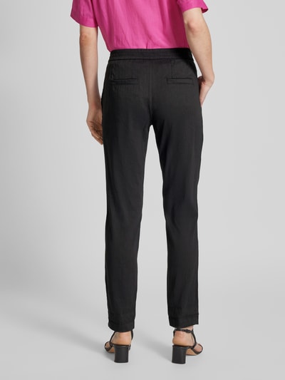 Marc Cain Tapered fit linnen broek met elastische band Zwart - 5