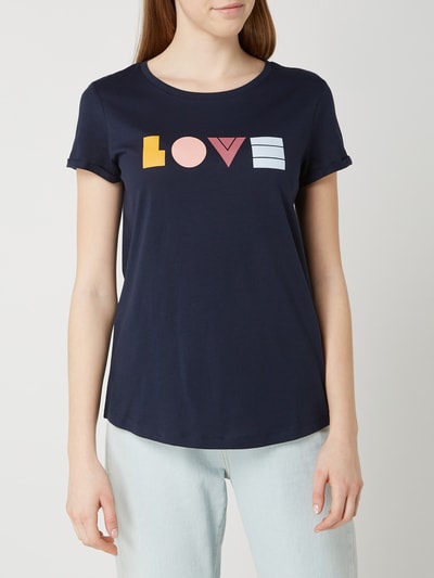 Tom Tailor Denim T-Shirt aus Baumwolle mit Message-Print  Dunkelblau 4