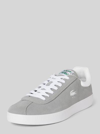 Lacoste Ledersneaker mit Label-Patch und Logo-Print Modell 'BASESHOT' Hellgrau 1