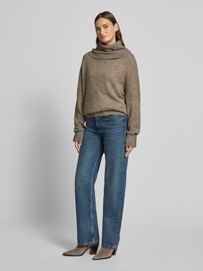 ICHI Regular Fit Strickpullover mit Alpaka-Anteil Modell 'IHKAMARA' Taupe 1