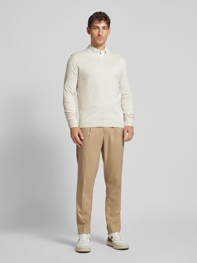 Tom Tailor Regular fit gebreide pullover met V-hals Offwhite - 1