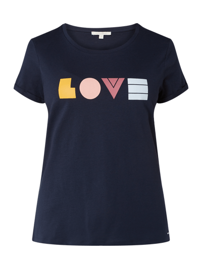 Tom Tailor Denim T-Shirt aus Baumwolle mit Message-Print  Dunkelblau 2