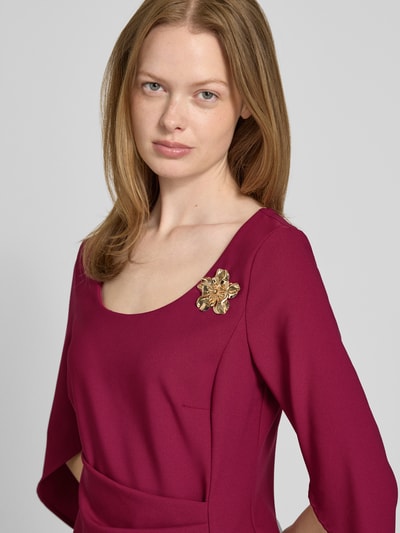 Vera Mont Knielange cocktailjurk met applicatie Bordeaux - 3