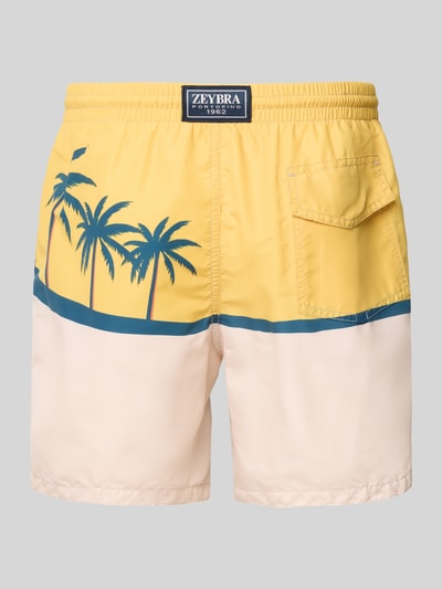 Zeybra Regular Fit Badehose mit Label-Patch Modell 'Surf Car' GELB 3