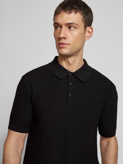 Scotch & Soda Regular fit poloshirt met structuurmotief Zwart - 3