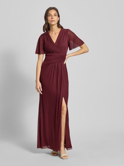 Christian Berg Cocktail Abendkleid mit V-Ausschnitt Dunkelrot 4