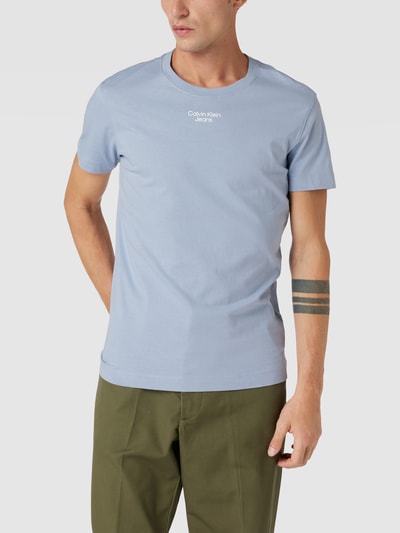 Calvin Klein Jeans T-shirt met labelprint Lichtblauw - 4