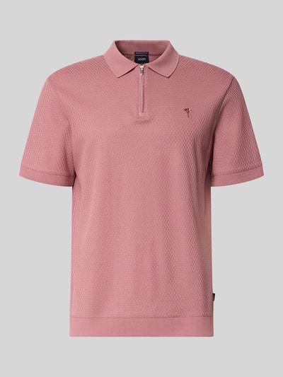 Produktfoto, Regular Fit Poloshirt mit Strukturmuster Modell 'Tibaris' von JOOP! COLLECTION in Altrosa, Label-Stitching, Polokragen, Reißverschluss, dezente Textur