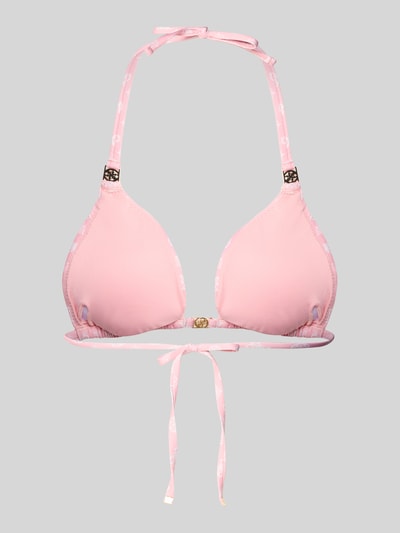 Produktfoto, Bikini-Oberteil in Triangel-Form Modell 'SOLEIL' von Guess in Rosa, Material-Mix mit Stretch, körpernahe Passform, Schnürung