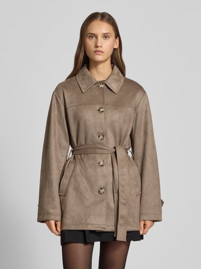 Only Regular Fit Kurzmantel in Wildleder-Optik Modell 'DIANE' Taupe 4