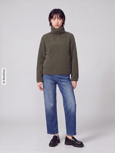 VERO MODA Sweatjacke mit hohem Stehkragen Oliv 1