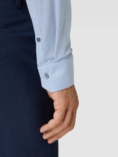 OLYMP No. Six Super slim fit zakelijk overhemd met all-over motief, model 'Baio' Blauw - 3