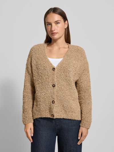 ZABAIONE Strickjacke mit V-Ausschnitt Modell 'So44fia' Taupe 4