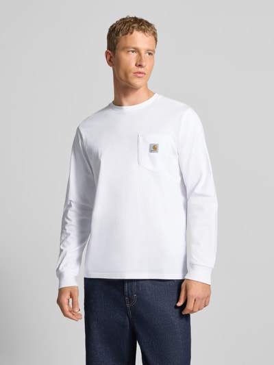 Carhartt Work In Progress Longsleeve mit Brusttasche und Label-Detail Weiss 4
