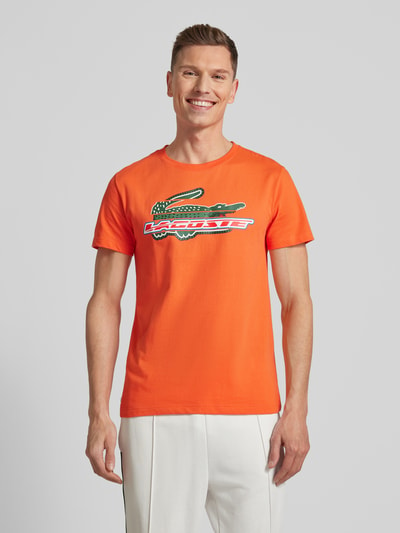 Lacoste T-shirt z nadrukiem z logo Pomarańczowy 4