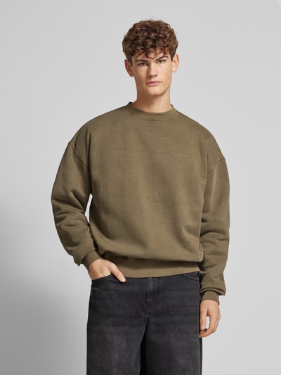 Pegador Oversized Sweatshirt mit Label-Stitching Oliv 4