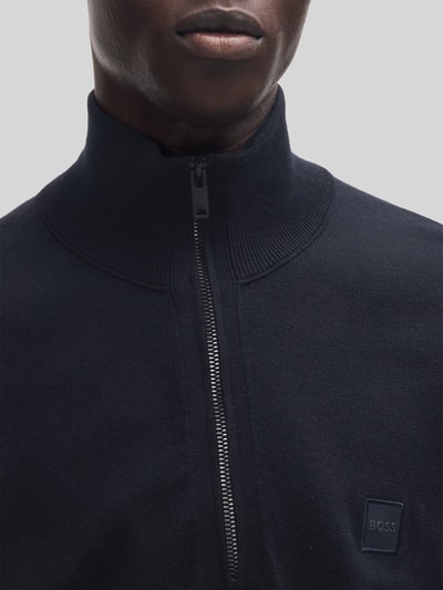 BOSS Orange Regular Fit Troyer aus Baumwoll-Kaschmir-Mix Modell 'KANOBIX_S' Dunkelblau 3