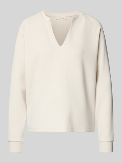 Produktfoto, Relaxed Fit Sweatshirt mit Stretch-Anteil von Christian Berg Woman, elastyczna mieszanka materiałów z domieszką modalu, dekolt w serek, długi rękaw, jasny kolor, gładka tekstura