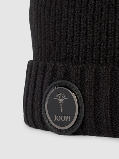 JOOP! Collection Beanie met labelpatch, model 'Francis' Zwart - 2