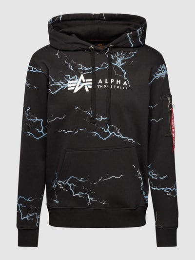 Alpha Industries Bluza z kapturem z nadrukiem z logo Czarny 2