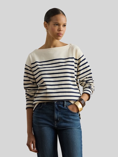 Lauren Ralph Lauren Sweter w kroju regular fit z czystej bawełny Granatowy melanż 4
