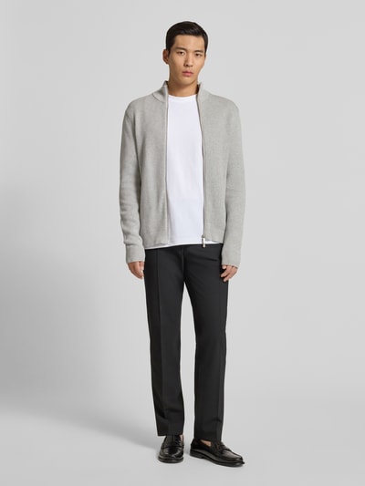 SELECTED HOMME Regular Fit Strickjacke aus reiner Baumwolle Modell 'DANE' Hellgrau 1