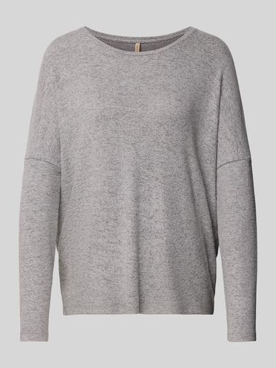 Soyaconcept Sweatshirt met geribde ronde hals, model 'Biara' Middengrijs gemêleerd - 2