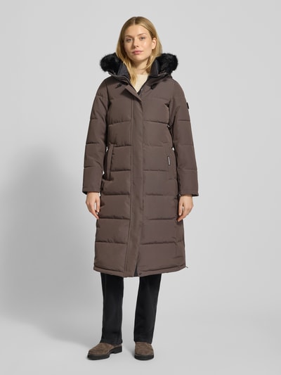 khujo Płaszcz pikowany z detalami z logo Antracytowy 4