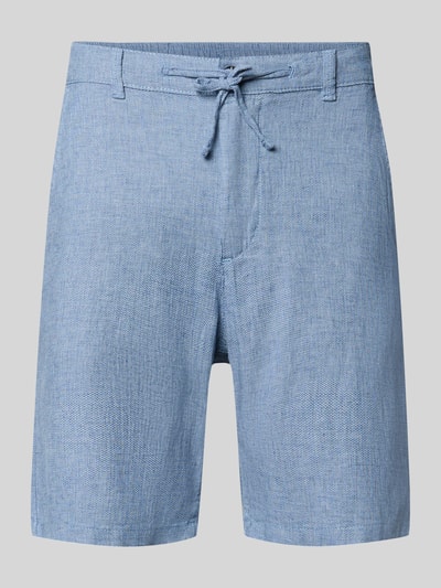 Selected Homme Slim Fit Bermudas aus Baumwoll-Leinen-Mix Modell 'BRODY' Blau Melange 2