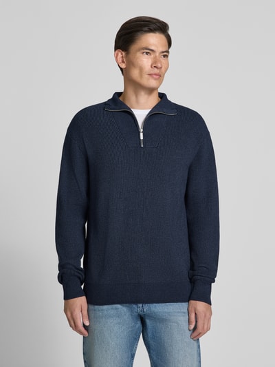 Jake*s Studio Men Regular Fit Troyer aus Viskose-Mix Marine 4