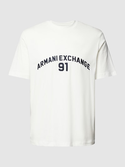 ARMANI EXCHANGE T-shirt z nadrukiem z logo Złamany biały 2