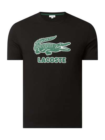 Lacoste T-shirt z o kroju regular fit z logo  Czarny 2