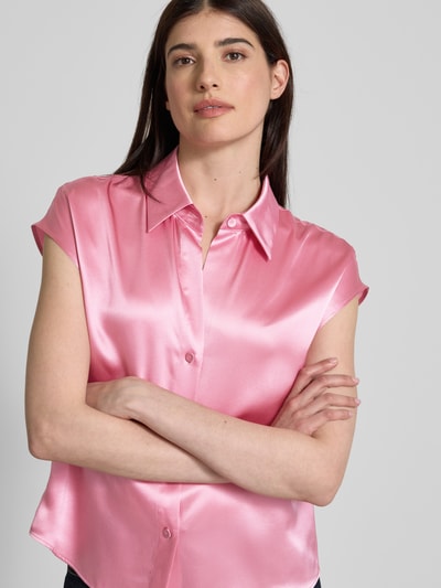 Luisa Cerano Regular fit blouse van zijde met kapmouwen Felroze - 3