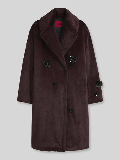 HUGO oversized lange jas van polyester in imitatiebontlook met paillettendetails Bordeaux - 2