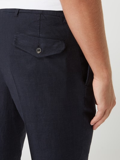 Windsor Shaped fit pantalon van linnenmix, model 'Sapo' Marineblauw - 3