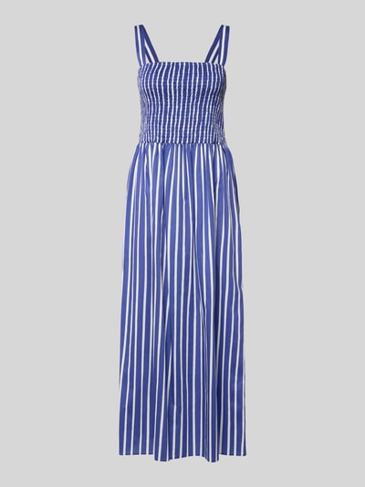 Produktfoto, Midikleid im Allover-Look mit Smok-Details von Marc Cain, Reine Baumwolle, Gerader-Schnitt, vertikale Streifen, Label-Detail