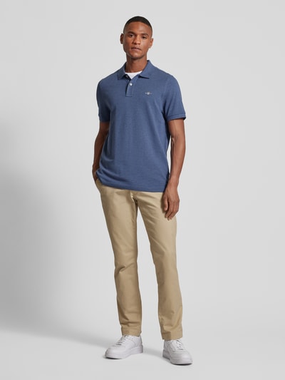 Gant Regular Fit Poloshirt mit Label-Stitching Modell 'SHIELD' Jeansblau Melange 1