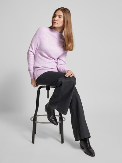 Tom Tailor Denim Comfort Fit Strickpullover mit Sattelschulter-Ärmel und Mock-Neck Lila Melange 1