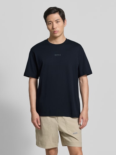 BOSS Green męski t-shirt o kroju regular fit z czystej bawełny model 'TEE 10' Ciemnoniebieski 4