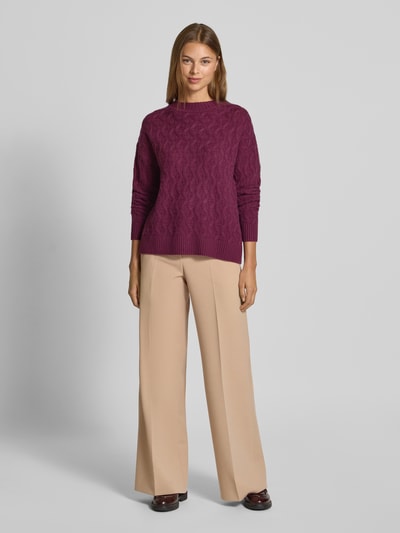 Christian Berg Woman Gebreide pullover van kasjmier met ronde hals Bordeaux - 1