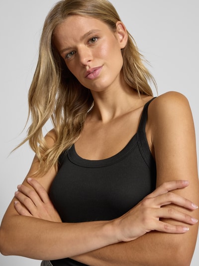 Gina Tricot Tanktop van biologische katoenmix met ribstructuur Zwart - 3