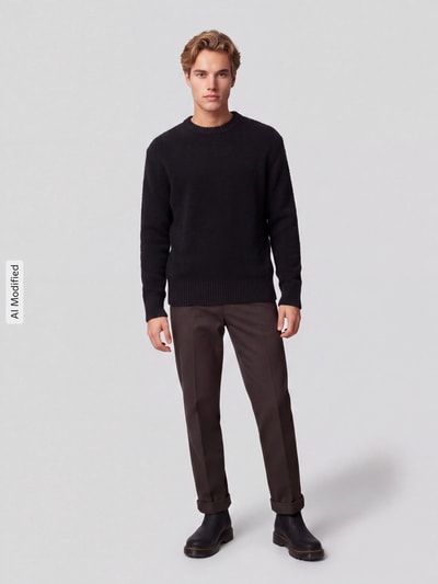Selected Relaxed Fit Pullover aus Baumwoll-Mix Modell 'ALEX' Black 1
